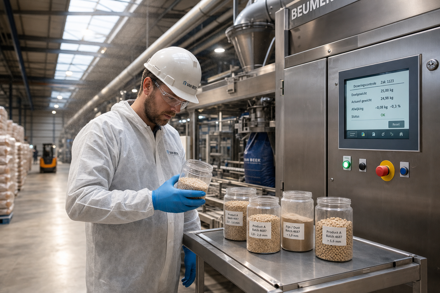 Zakkenvulmachine selectie op basis van producteigenschappen