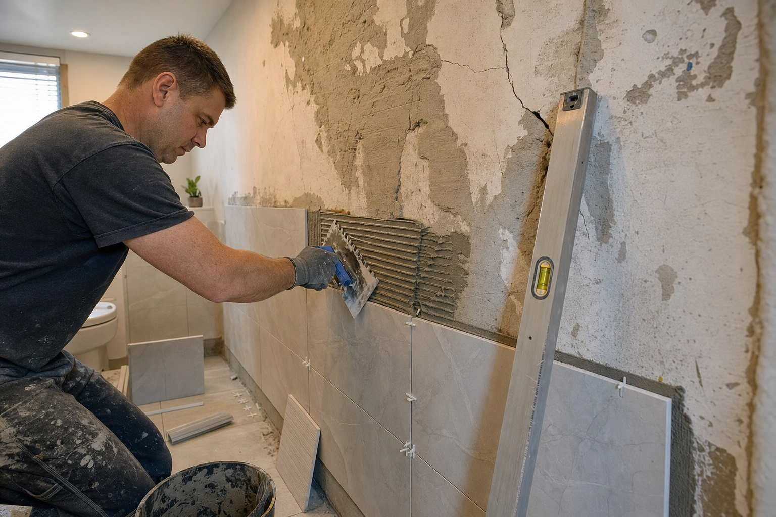PVC wandtegels bevestigen op ongelijke muur