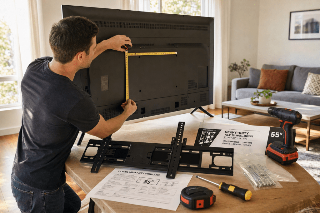 Hoe bepaal je de juiste VESA-maat en draagkracht voor een TV beugel van 55&nbsp;inch?
