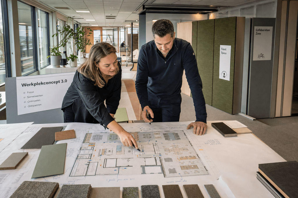 Hoe stel je een effectief programma van eisen op voor projectinrichting van een kantoor (werkplekken, akoestiek en looproutes)?